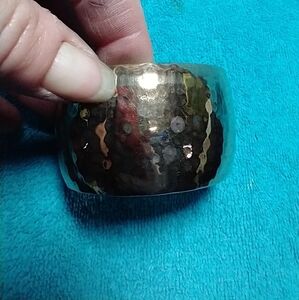 Gold brass Hammered Cuff Bracelet large vintage